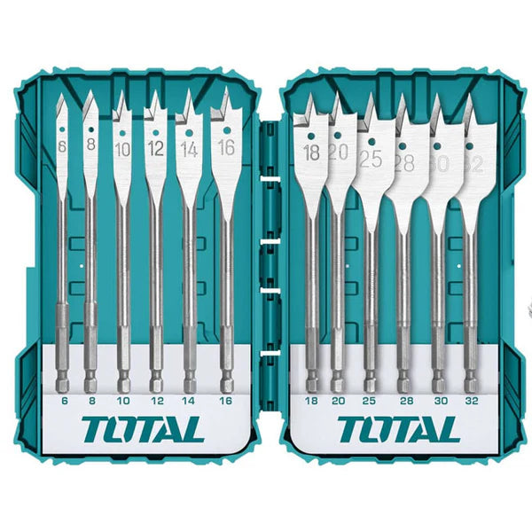 TOTAL TACSDL1206 12 Pc Flat Wood Bit Set 8mm-32mm Total